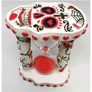 Gifts & Decor White Roses Tattoo Sugar Skulls Day of The Dead Sand Timer Skeleto